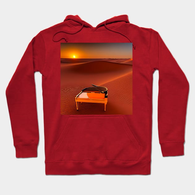 An Abstract Looking Piano Alone In The Sahara Desert At Sunrise. Hoodie by Musical Art By Andrew